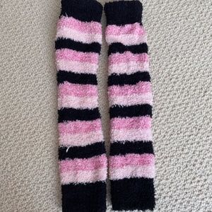 Fuzzy Pink and Black Leg Warmers